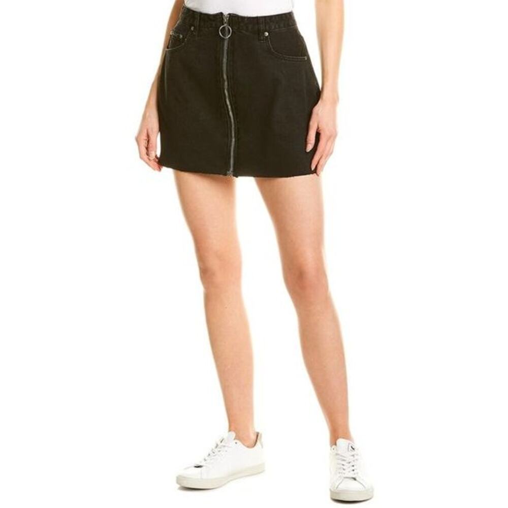 NEON BLONDE Chaser Zip Denim Mini Skirt Size 27 Frayed Hem